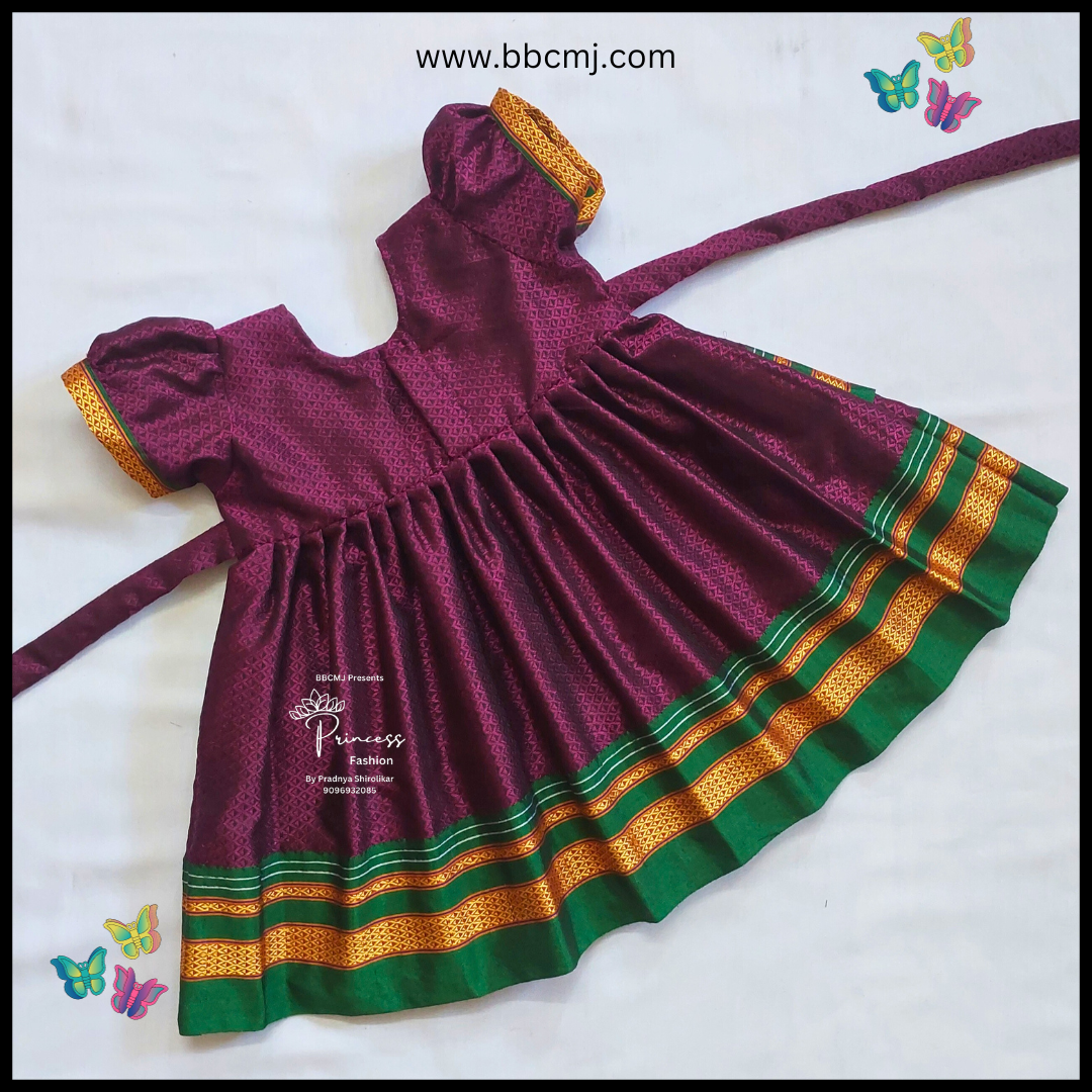 Anvesha Wine Double frill khan frock