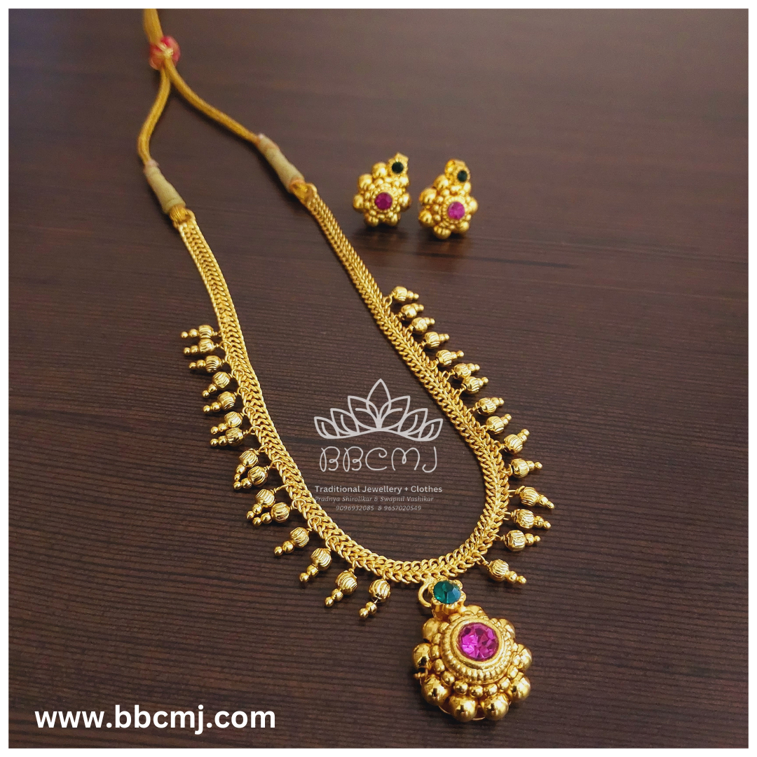 1gm gold Chain thushi set