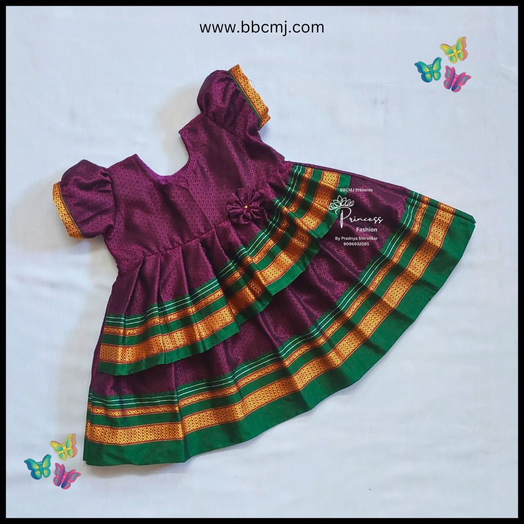 Anvesha Wine Double frill khan frock