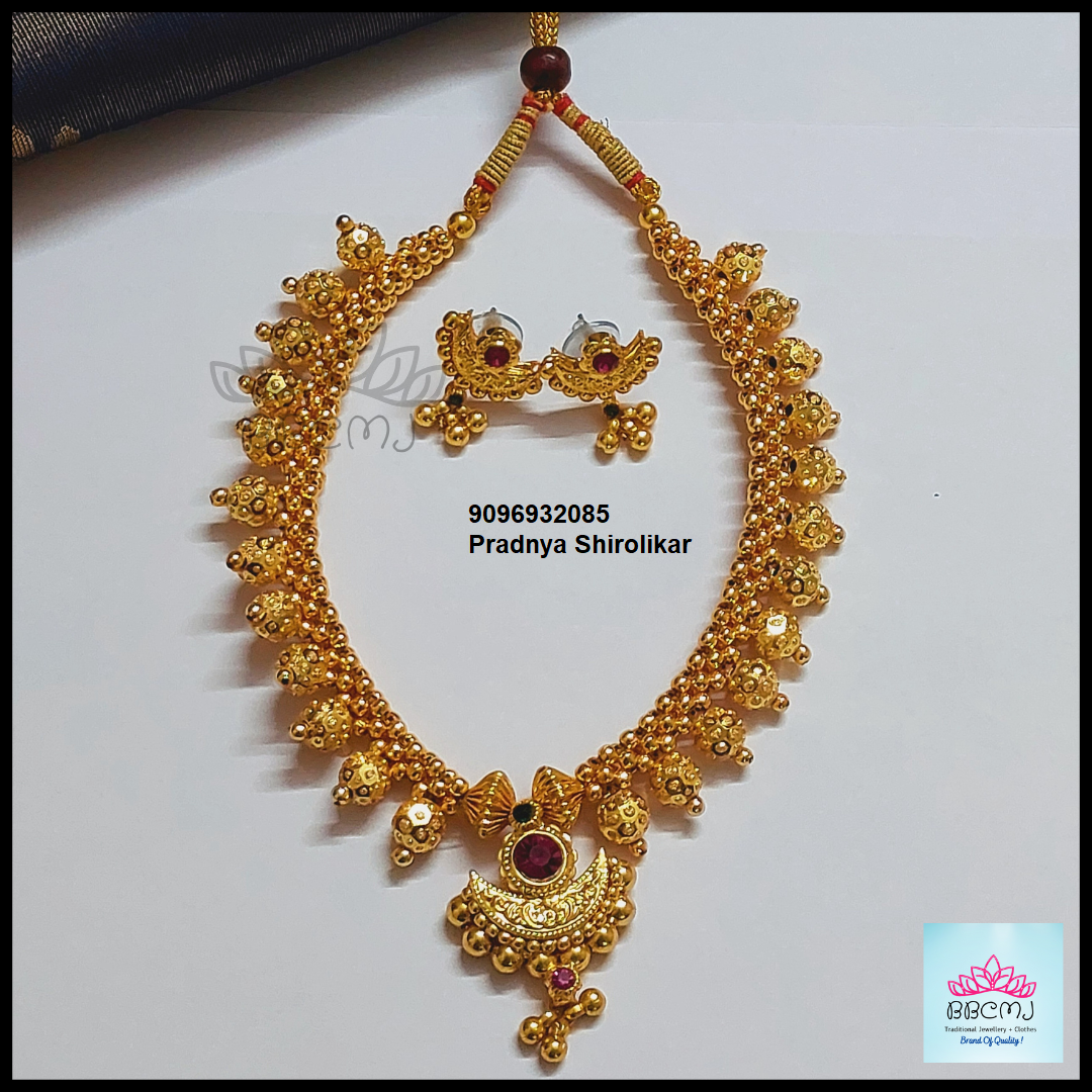 1gm gold chandrakor full zalar thushi set