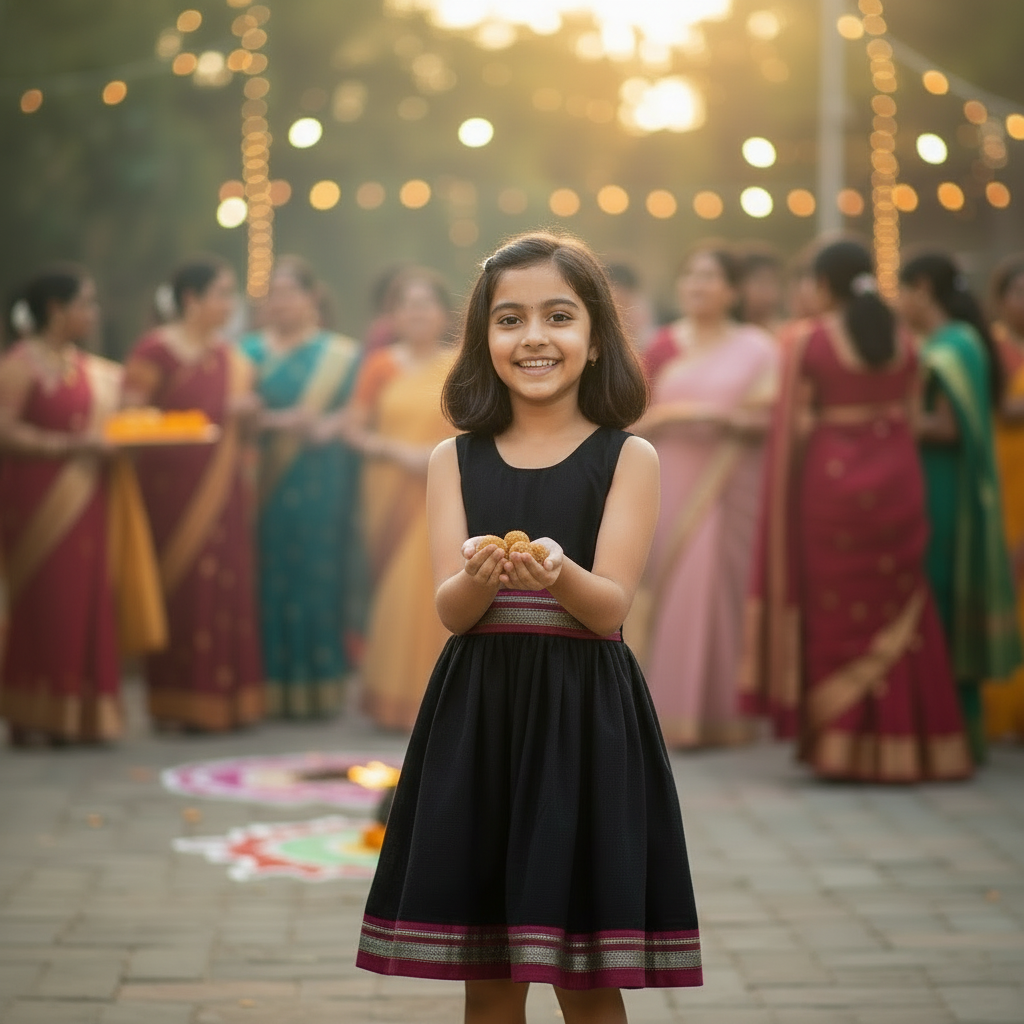 Sankranti Special Niharika black speghetti frock