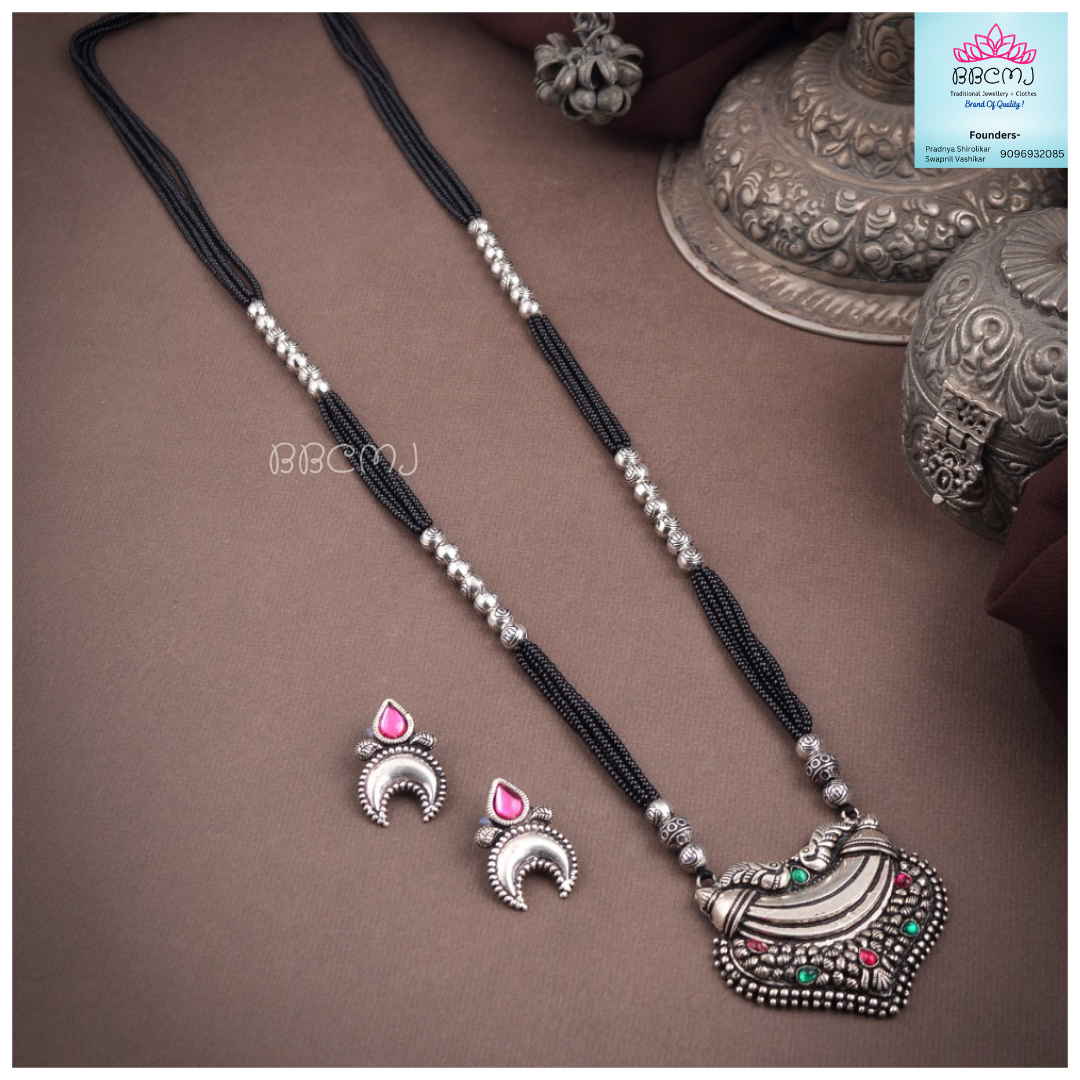 Boat Long real silver coated Mangalsutra set bbcmj