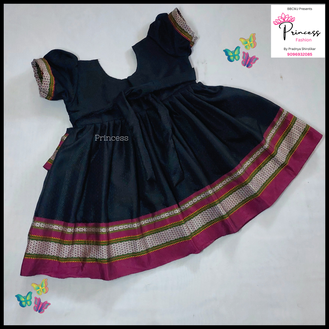 Sankranti special Black Double frill khun frock