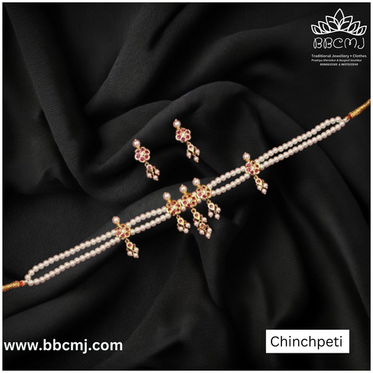 1gm gold flower Chinchpeti set