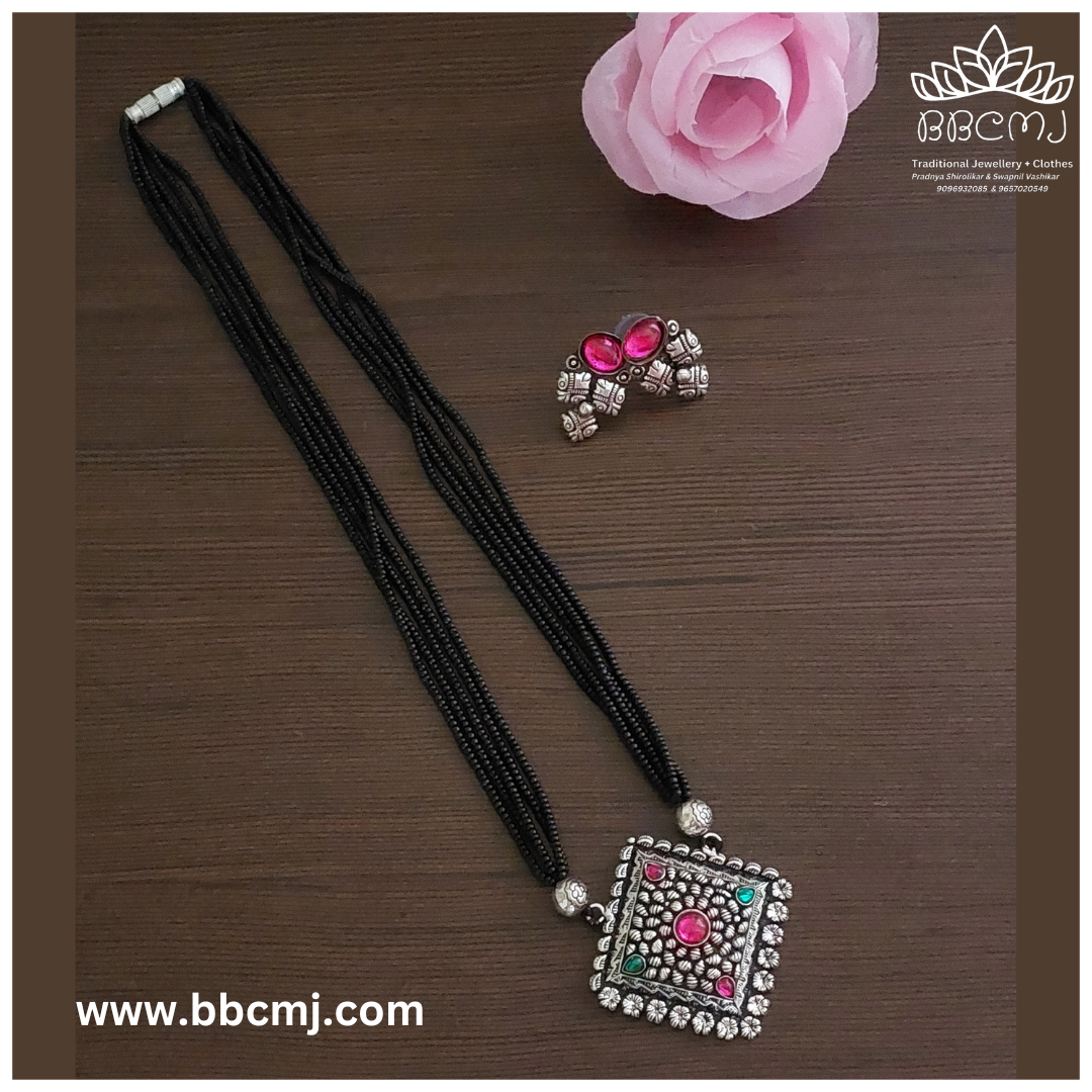 Silver Coated short Mangalsutra set 3