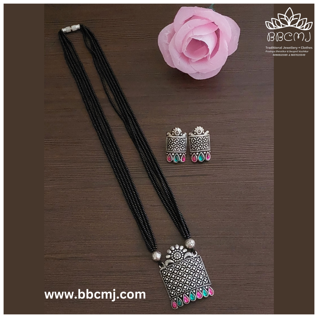 Silver Coated short Mangalsutra set 4