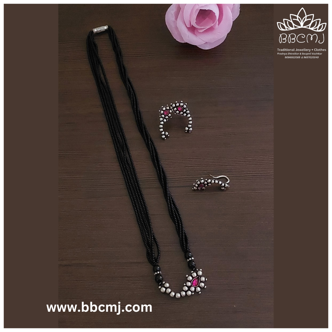 Silver Coated short Mangalsutra set 7