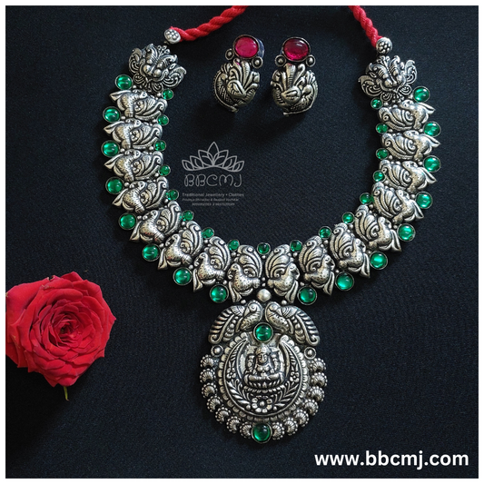 Mayurlaxmi Real silver Coated necklace set