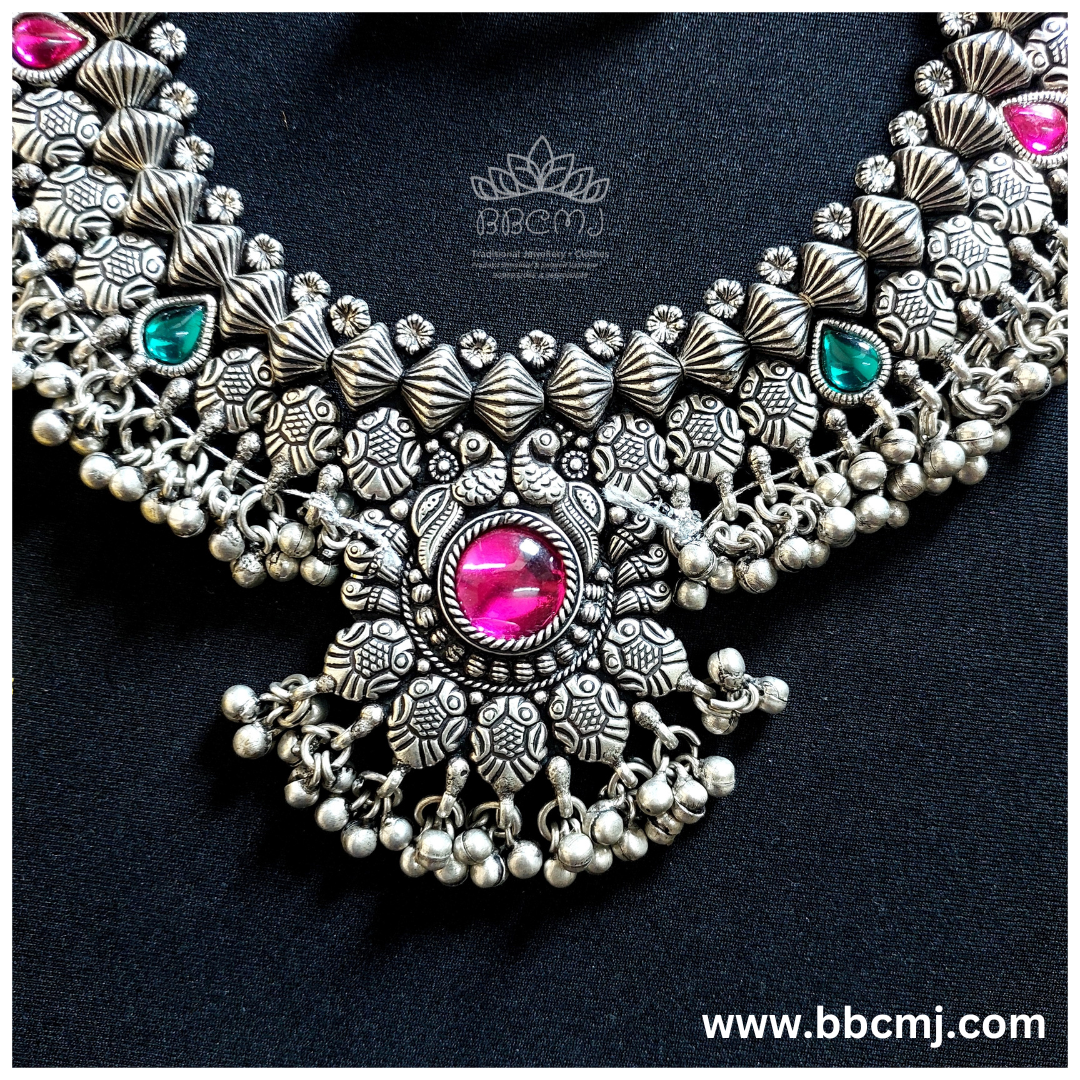 Pradnya kolhapuri saaj necklace in real silver coated