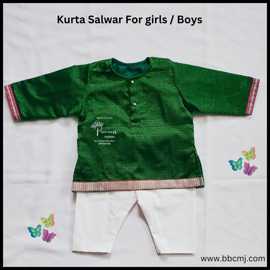 Green white kurta salwar for girls & boys