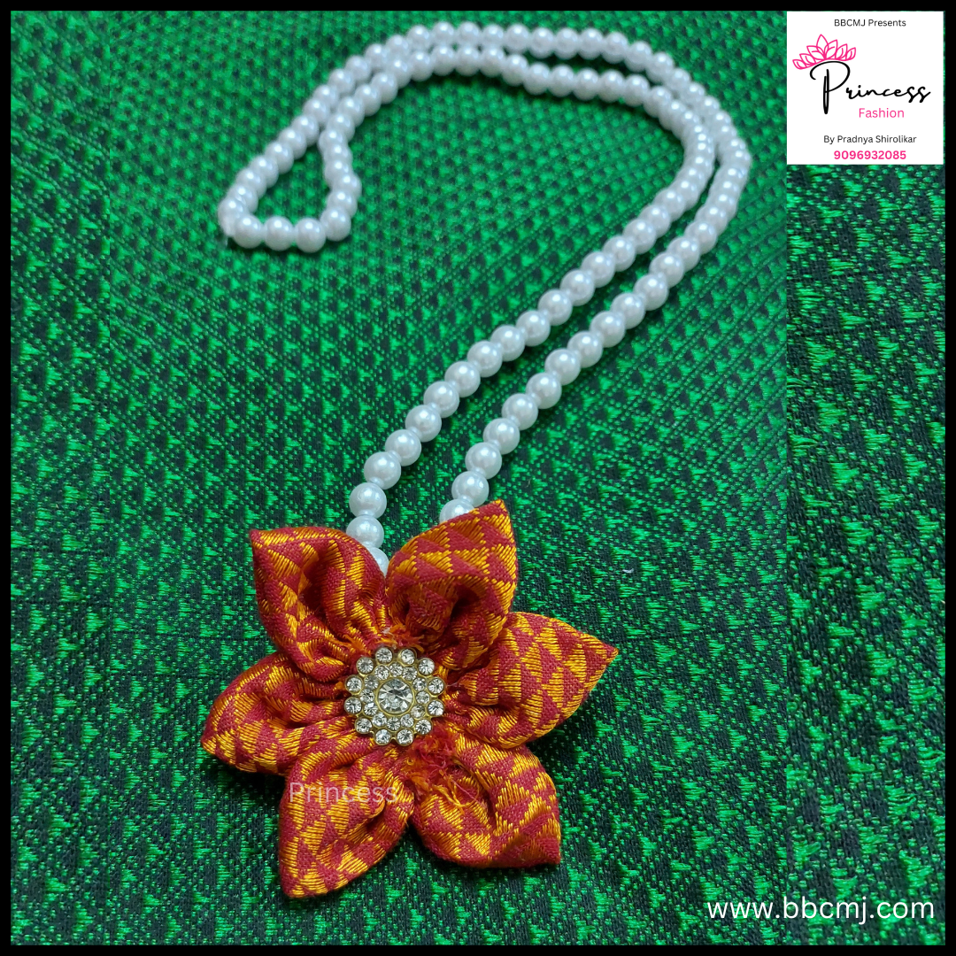 Orange Ganpati Kanthi Pearl neckpc for women