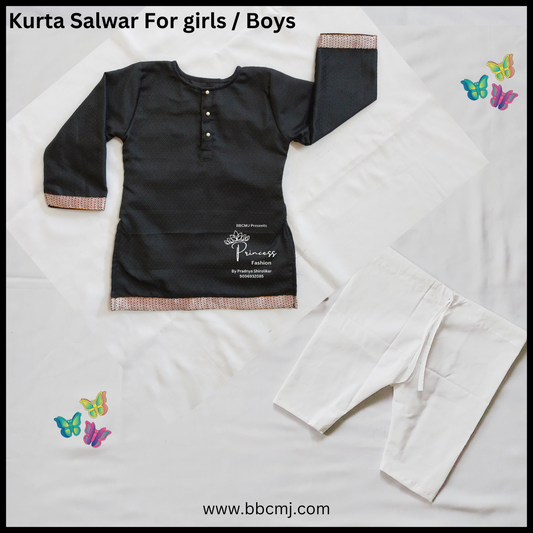 Black white kurta salwar for girls & boys