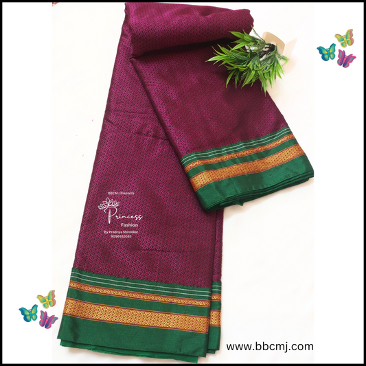 Wine - Green border Khun Dupatta