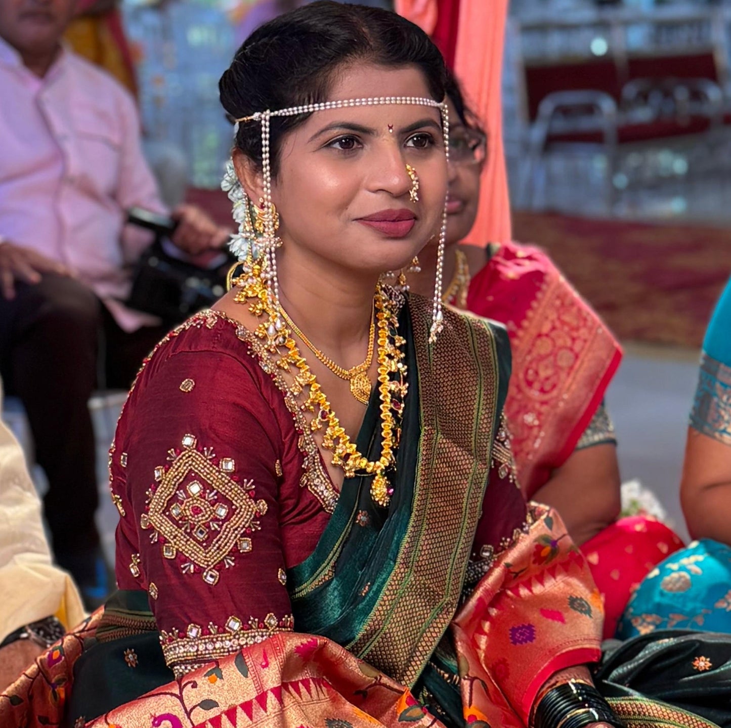 Kolhapuri saaj for bride. Vidhi look , Maharashtrian wedding , nauwari look 