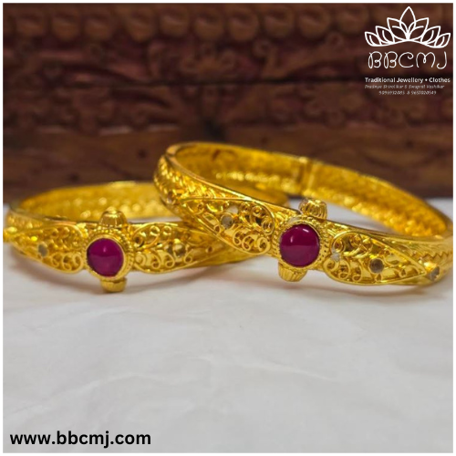 Silver bangles with gold coated