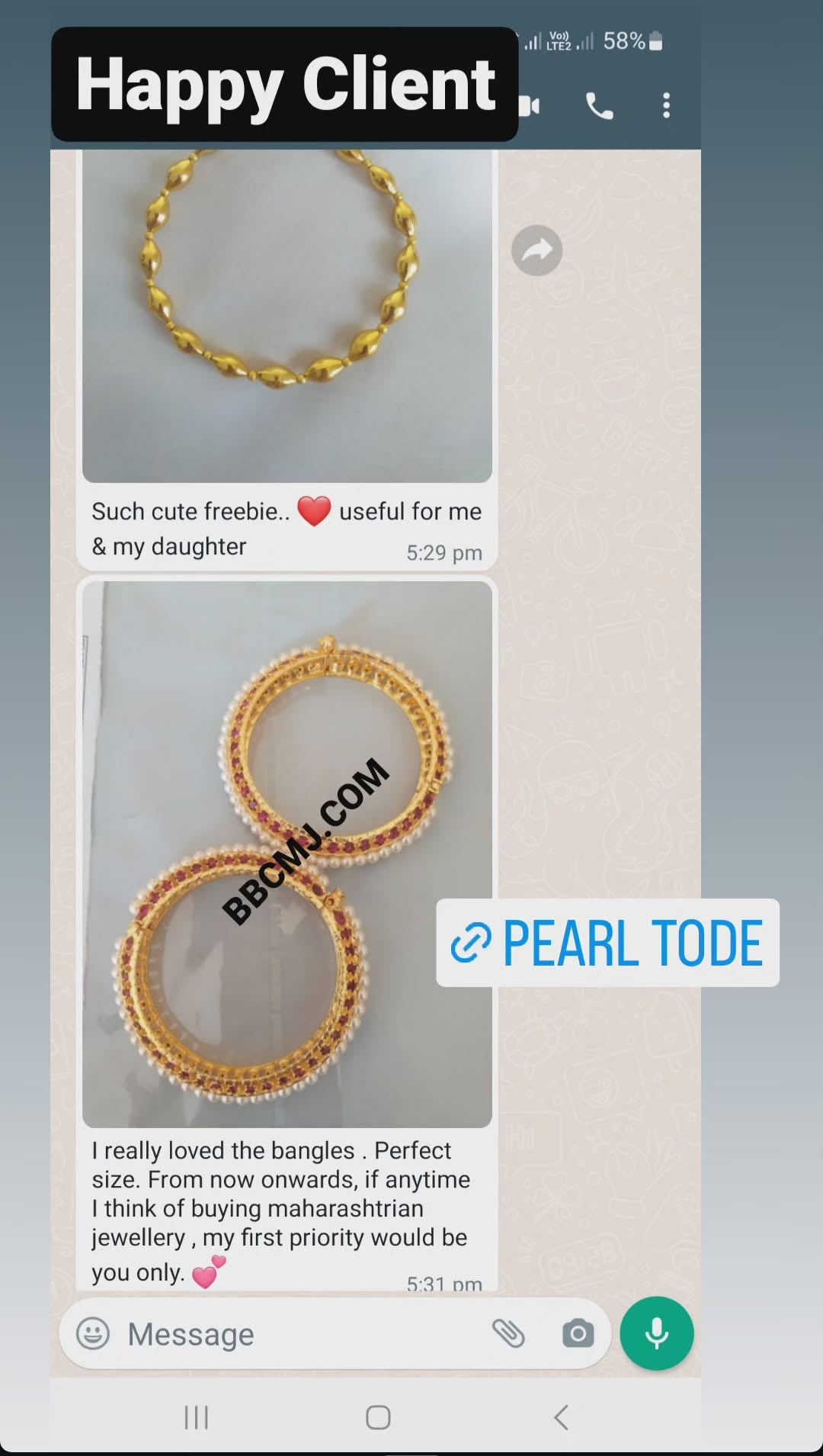 1gm gold Pearls Tode / Bangles
