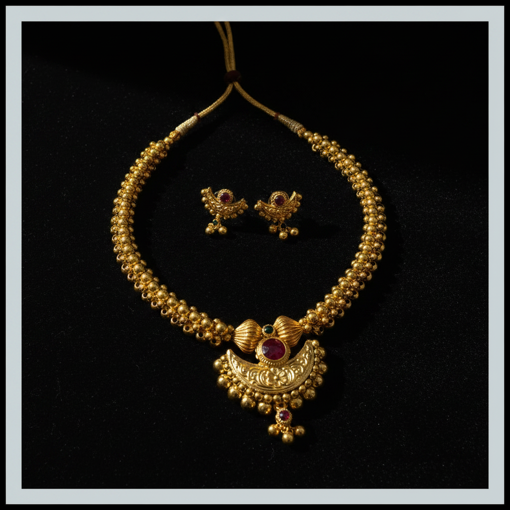 1gm gold chandrakor thushi set