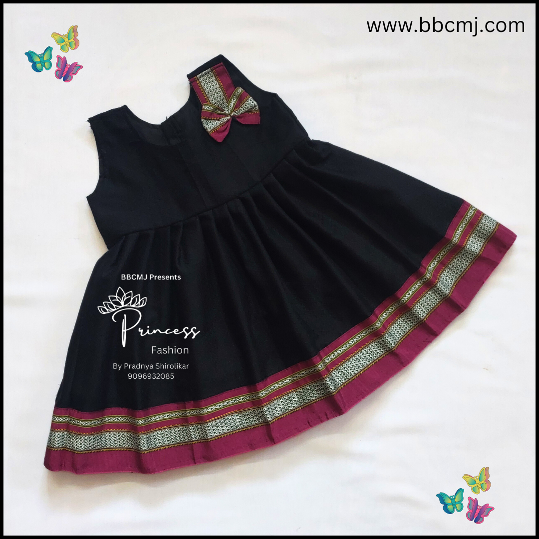 Sankranti special Tanvi Black - pink border frock