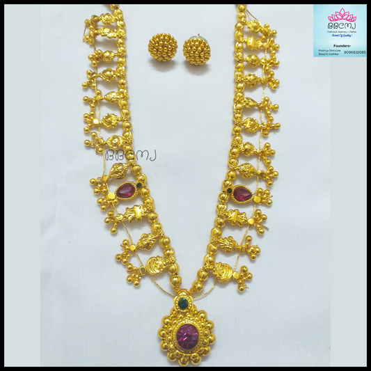 1gm gold - 12 pani ruby kolhapuri saaj set