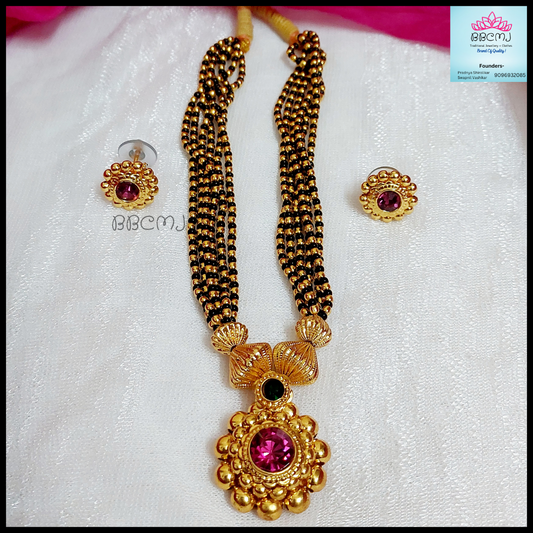 Amruta Kali pot 1gm gold Mangalsutra set