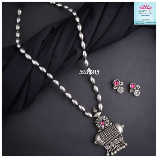 Kamya real silver coated pendent bormal set