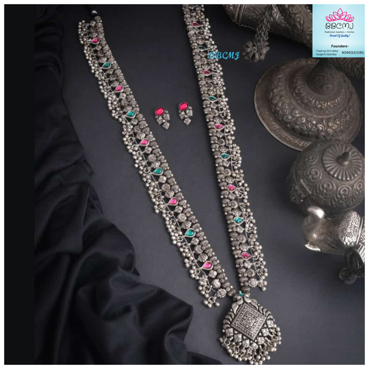 Real silver coated Rani Long kolhapuri Saaj set