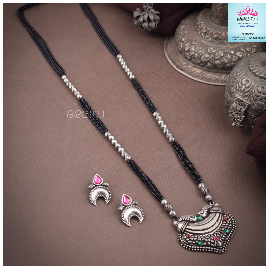 Boat Long real silver coated Mangalsutra set