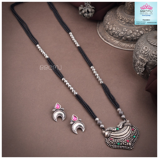 Boat Long real silver coated Mangalsutra set