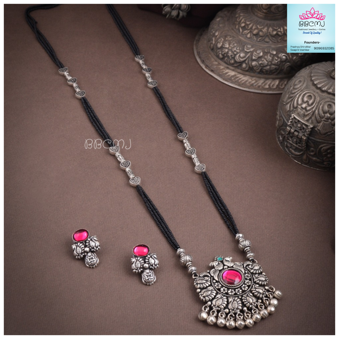 Real silver coated Koyari Long Mangalsutra set