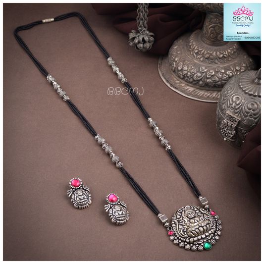 Real silver coated Laxmi Long Mangalsutra set