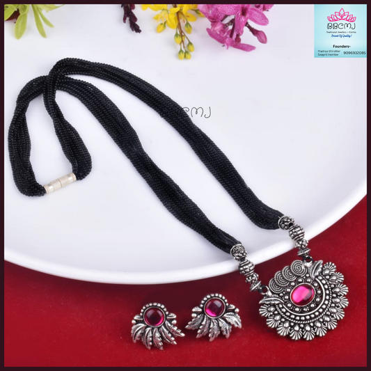 Daisy real silver coated Mangalsutra set