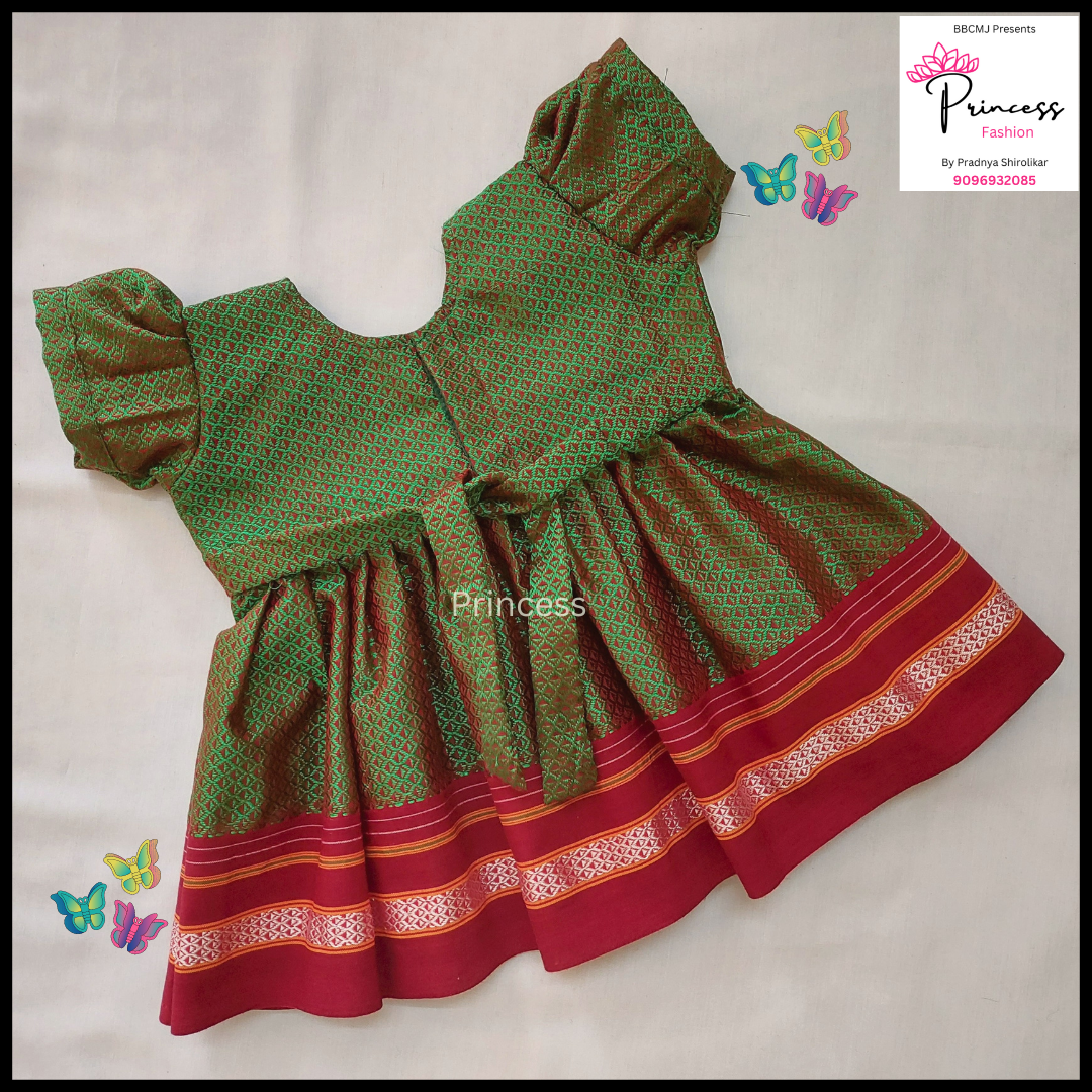 Sweet Puff Green Dhupchav frock