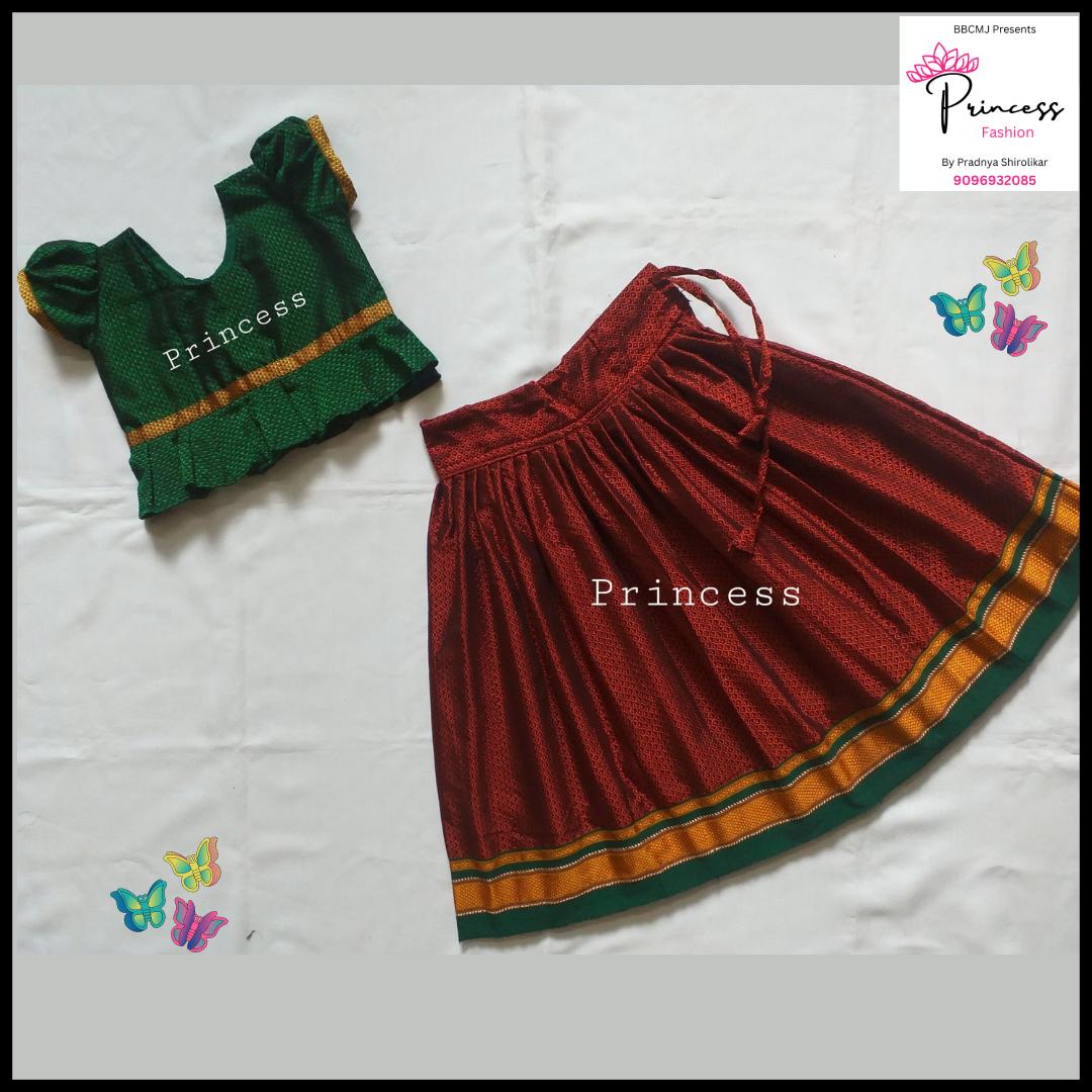 Traditional green & maroon Parkar Polka