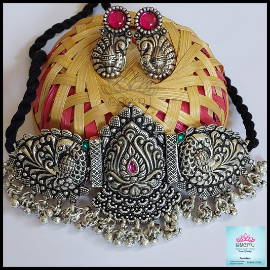 Harshada real silver coated chokar set