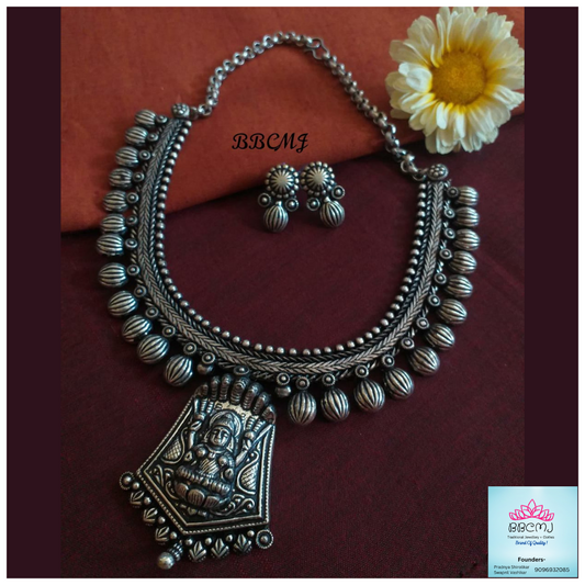 Girija real silver coated necklace set