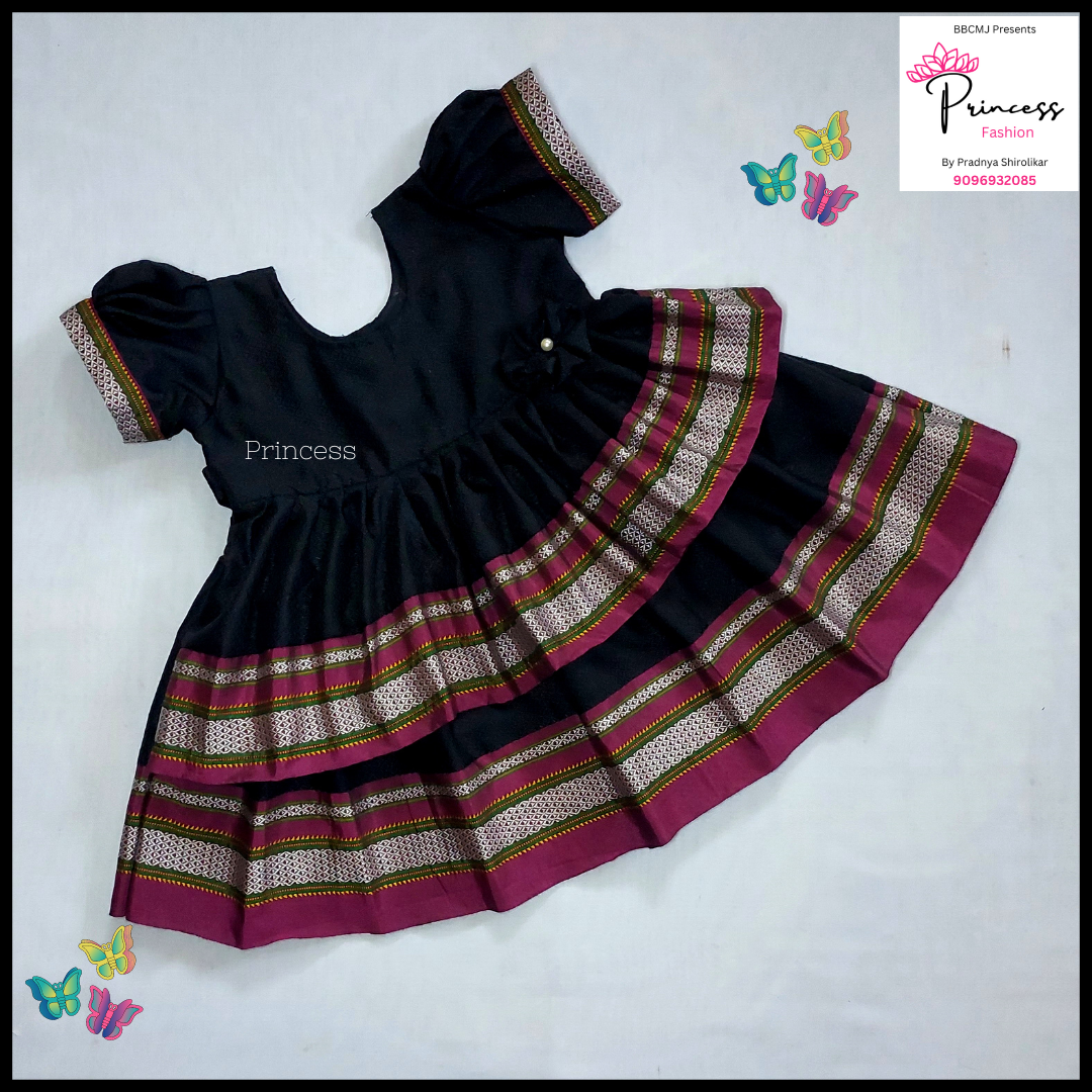 Black Double frill khun frock