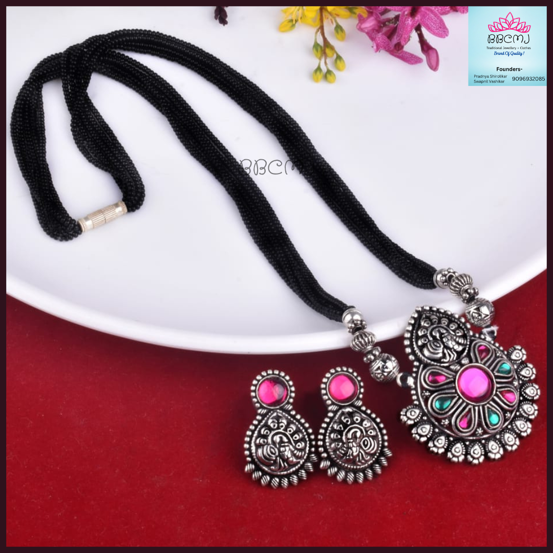 Real silver coated Peacock Mangalsutra set