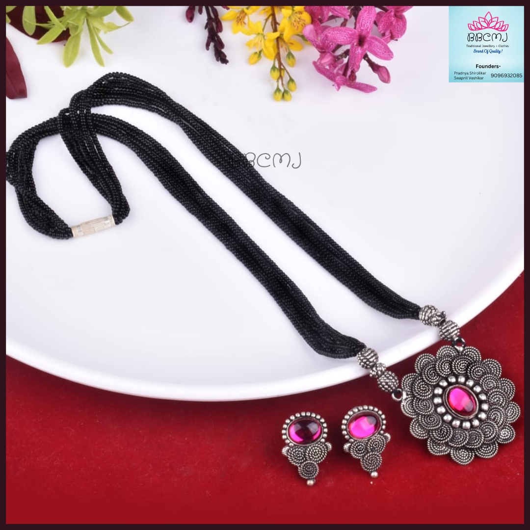 Chakri real silver coated Mangalsutra set