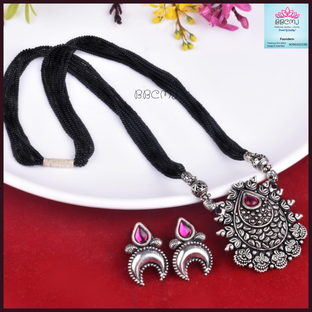 Drop Pendent real silver coated Mangalsutra set